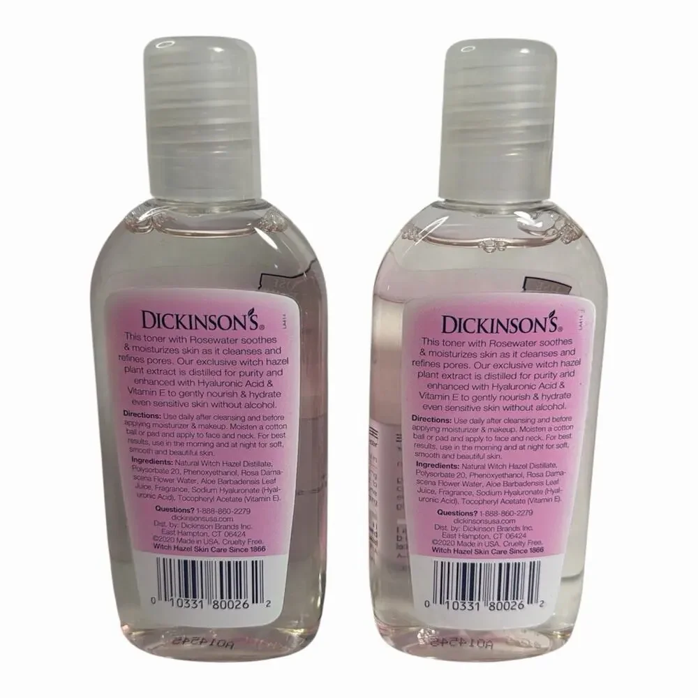 2 Dickinson's Enhanced Witch Hazel Hydrating Toners Alcohol Free 3.3 Fl Oz NEW!
